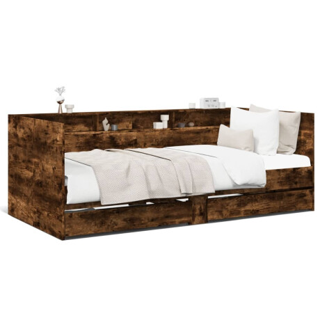 vidaXL Slaapbank met lades zonder matras 90x190 cm gerookt eikenkleur afbeelding2 - 1