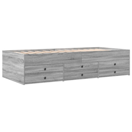 vidaXL Slaapbank met lades 100x200 cm bewerkt hout grijs sonoma eiken afbeelding2 - 1