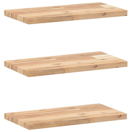 vidaXL Wandschappen 3 st zwevend 60x20x2 cm onbehandeld acaciahout afbeelding2 - 1
