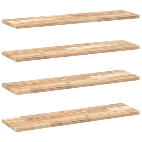 vidaXL Wandschappen 4 st zwevend 100x20x2 cm onbehandeld acaciahout afbeelding2 - 1