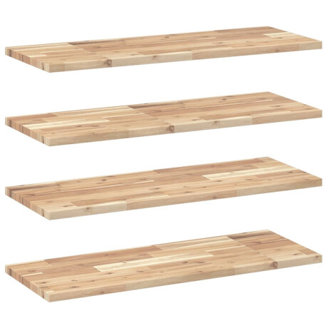 vidaXL Wandschappen 4 st zwevend 100x30x2 cm onbehandeld acaciahout afbeelding2 - 1