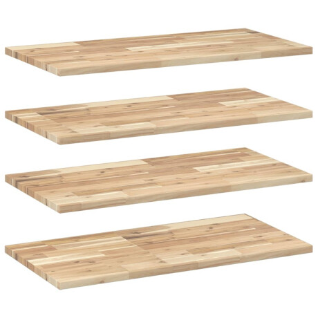 vidaXL Wandschappen 4 st zwevend 100x40x2 cm onbehandeld acaciahout afbeelding2 - 1