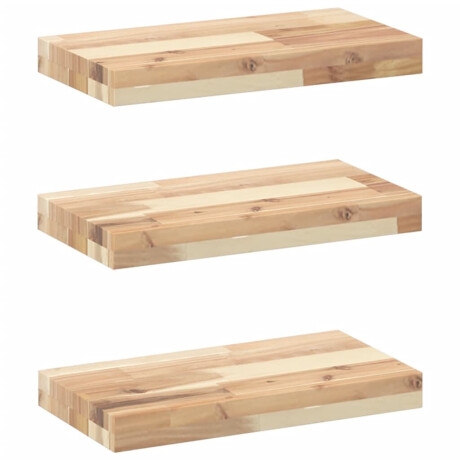 vidaXL Wandschappen 3 st zwevend 40x20x4 cm onbehandeld acaciahout afbeelding2 - 1