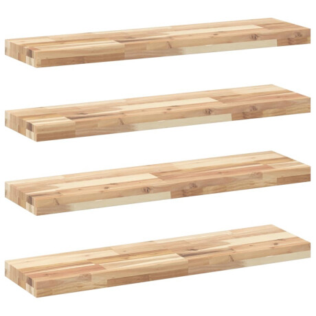 vidaXL Wandschappen 4 st zwevend 80x20x4 cm onbehandeld acaciahout afbeelding2 - 1