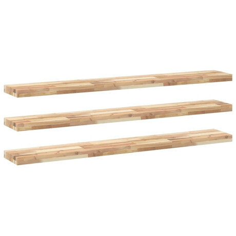 vidaXL Wandschappen 3 st zwevend 140x20x4 cm onbehandeld acaciahout afbeelding2 - 1