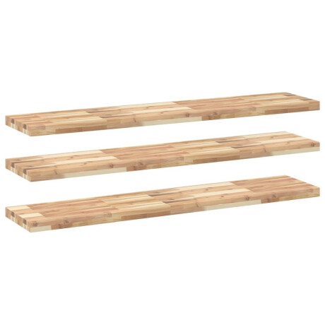 vidaXL Wandschappen 3 st zwevend 140x30x4 cm onbehandeld acaciahout afbeelding2 - 1
