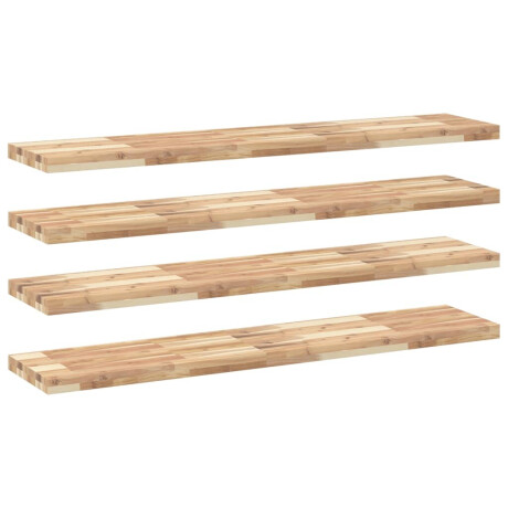vidaXL Wandschappen 4 st zwevend 160x30x4 cm onbehandeld acaciahout afbeelding2 - 1