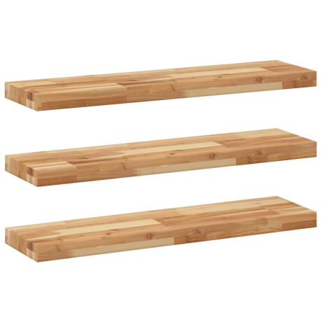 vidaXL Wandschappen 3 st zwevend olieafwerking 80x20x4 cm acaciahout afbeelding2 - 1