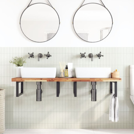 vidaXL Wastafelblad met olieafwerking 160x50x4 cm massief acaciahout afbeelding2 - 1