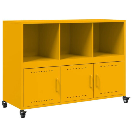 vidaXL Dressoir 100,5x39x72 cm staal mosterdgeel afbeelding2 - 1