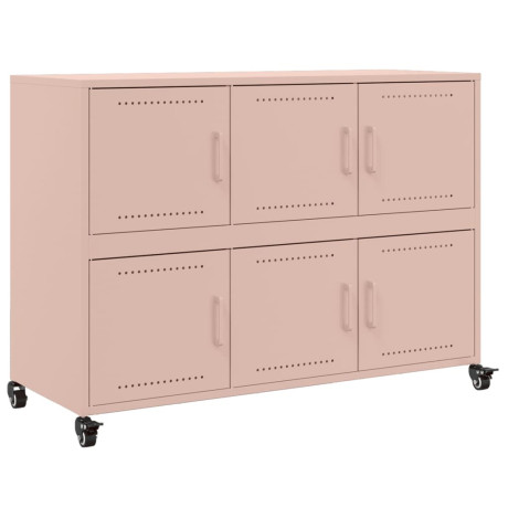 vidaXL Dressoir 100,5x39x72 cm koudgewalst staal roze afbeelding2 - 1