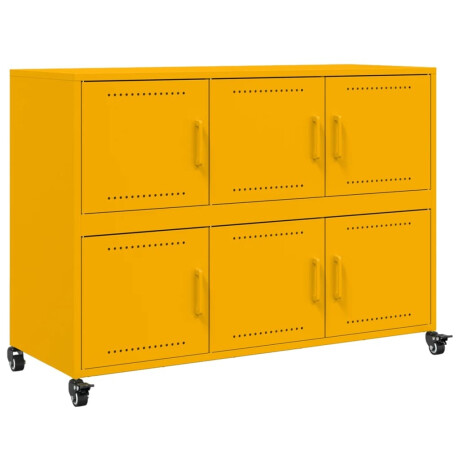 vidaXL Dressoir 100,5x39x72 cm staal mosterdgeel afbeelding2 - 1