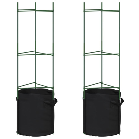 vidaXL Tomatenkooi met plantenzak 2 st 116 cm staal en polypropeen afbeelding2 - 1