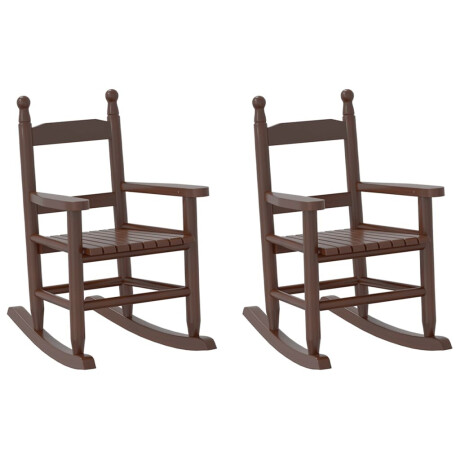 vidaXL Schommelstoelen 2 st voor kinderen massief populierenhout bruin afbeelding2 - 1