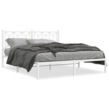 vidaXL Bedframe met hoofdbord metaal wit 160x200 cm afbeelding2 - 1