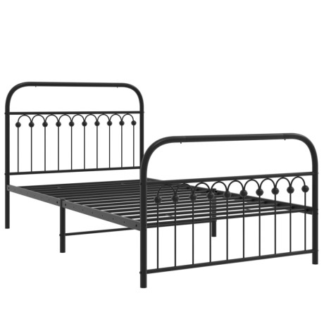 vidaXL Bedframe met hoofd- en voeteneinde metaal zwart 107x203 cm afbeelding2 - 1