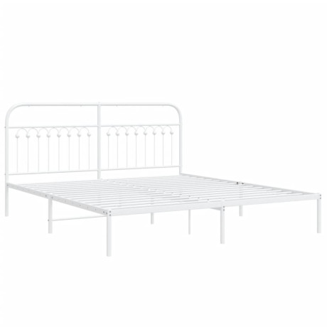 vidaXL Bedframe met hoofdbord metaal wit 183x213 cm afbeelding2 - 1