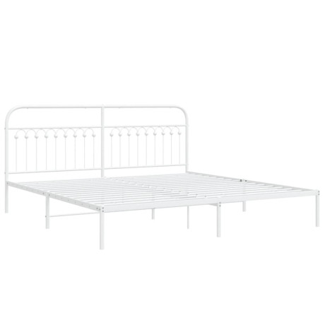 vidaXL Bedframe met hoofdbord metaal wit 200x200 cm afbeelding2 - 1