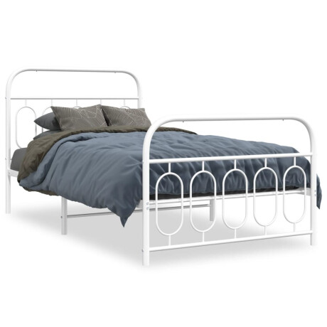 vidaXL Bedframe met hoofd- en voeteneinde metaal wit 100x200 cm afbeelding2 - 1