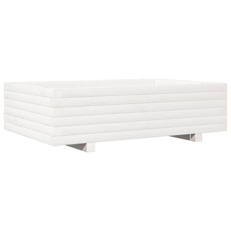 vidaXL Plantenbak 90x60x26,5 cm massief grenenhout wit afbeelding2 - 1