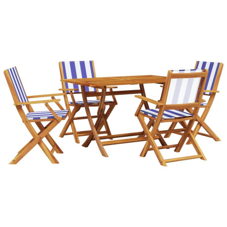 vidaXL 5-delige Tuinset massief hout en stof blauw en wit afbeelding2 - 1