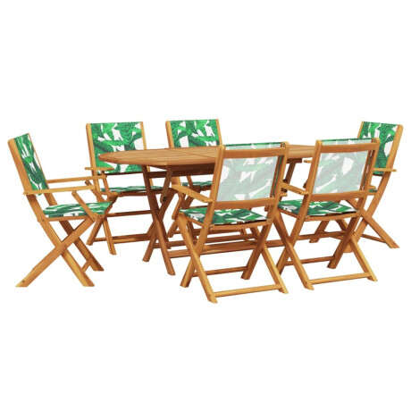 vidaXL 7-delige Tuinset bladpatroon stof en massief hout afbeelding2 - 1