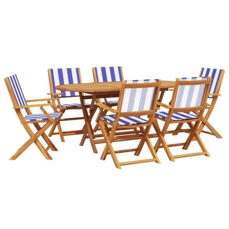 vidaXL 7-delige Tuinset massief hout en stof blauw en wit afbeelding2 - 1