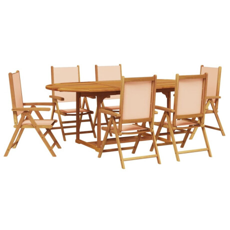 vidaXL 7-delige Tuinset massief hout en stof beige afbeelding2 - 1