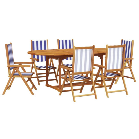 vidaXL 7-delige Tuinset massief hout en stof blauw en wit afbeelding2 - 1