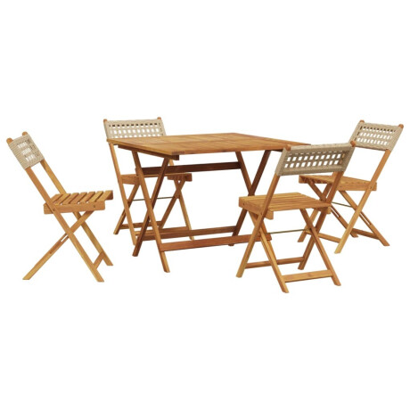 vidaXL 5-delige Tuinset poly rattan en massief hout beige afbeelding2 - 1