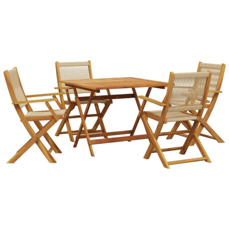 vidaXL 5-delige Tuinset polypropeen en massief hout beige afbeelding2 - 1