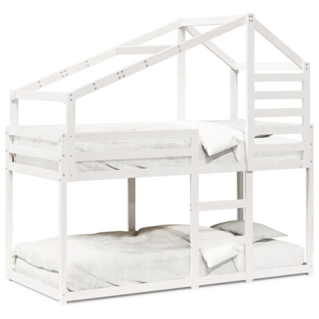vidaXL Stapelbed met bedhuis massief grenenhout wit 80x200 cm afbeelding2 - 1