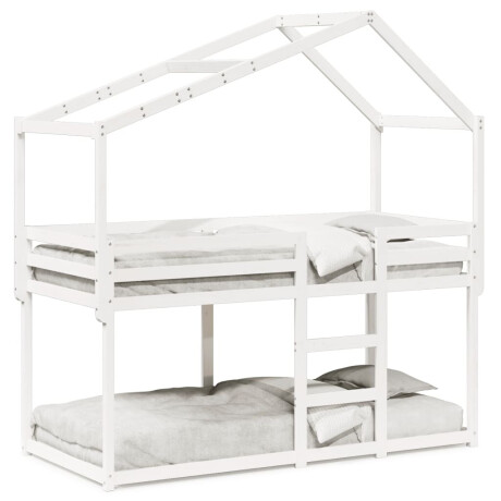 vidaXL Stapelbed met bedhuis massief grenenhout wit 80x200 cm afbeelding2 - 1