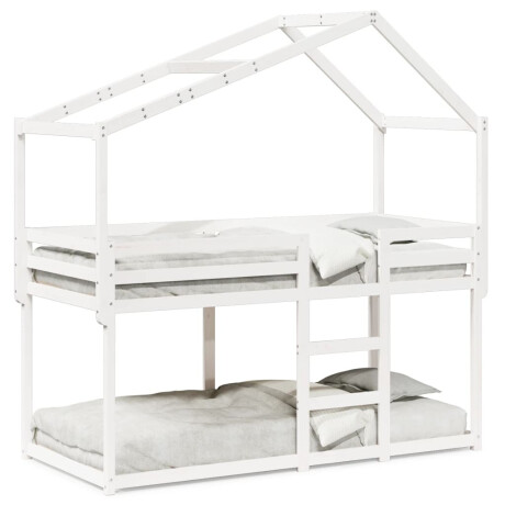 vidaXL Stapelbed met dak massief grenenhout wit 90x190 cm afbeelding2 - 1