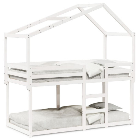 vidaXL Stapelbed met dak massief grenenhout wit 90x190 cm afbeelding2 - 1
