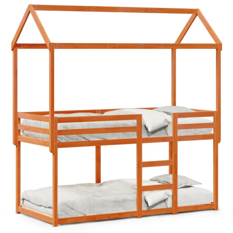 vidaXL Stapelbed met bedhuis massief grenenhout wasbruin 90x200 cm afbeelding2 - 1