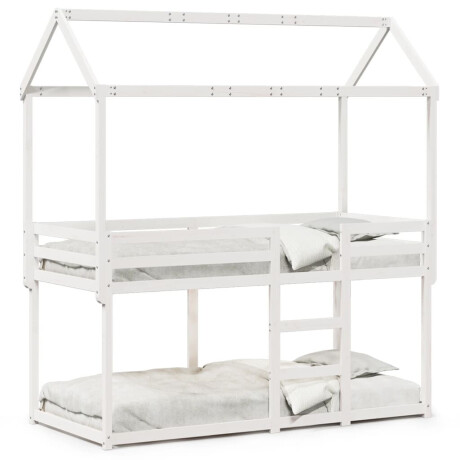 vidaXL Stapelbed met bedhuis massief grenenhout wit 80x200 cm afbeelding2 - 1