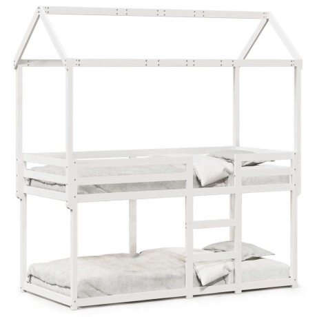 vidaXL Stapelbed met dak massief grenenhout wit 90x190 cm afbeelding2 - 1