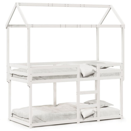 vidaXL Stapelbed met dak massief grenenhout wit 75x190 cm afbeelding2 - 1