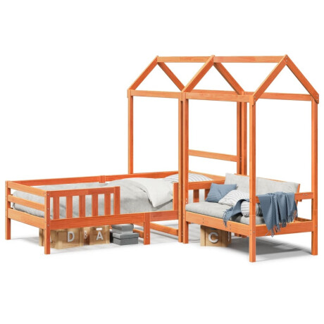 vidaXL Kinderbed met huisje en bankje massief grenenhout 100x200 cm afbeelding2 - 1