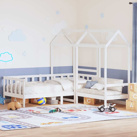 vidaXL Kinderbed met huisje en bankje massief grenenhout wit 80x200 cm afbeelding2 - 1
