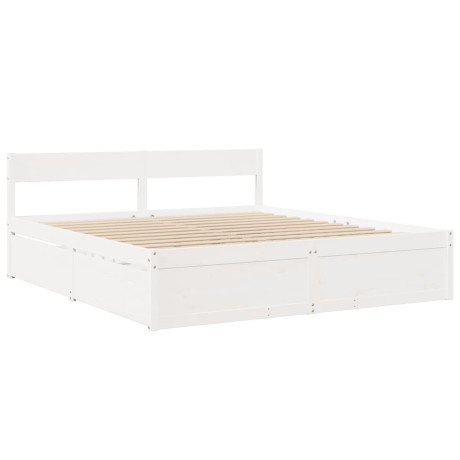 vidaXL Bedframe met lades massief grenenhout wit 200x200 cm afbeelding2 - 1