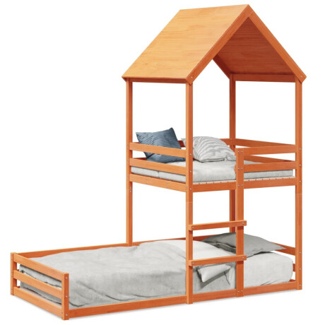 vidaXL Kinderbed met huisje massief grenenhout wasbruin 90x200 cm afbeelding2 - 1