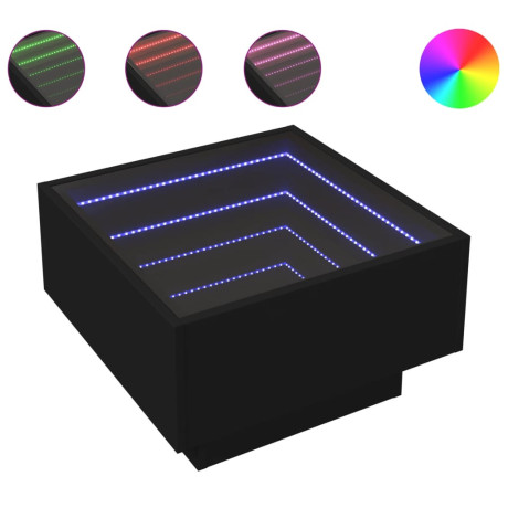 vidaXL Salontafel met LED 50x50x30 cm bewerkt hout zwart afbeelding2 - 1