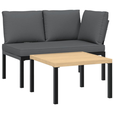 vidaXL 2-delige Loungeset met kussens aluminium zwart afbeelding2 - 1