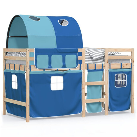 vidaXL Kinderhoogslaper met tunnel 80x200 cm massief grenenhout blauw afbeelding2 - 1