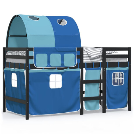 vidaXL Kinderhoogslaper met tunnel 80x200 cm massief grenenhout blauw afbeelding2 - 1