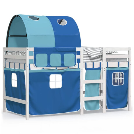 vidaXL Kinderhoogslaper met tunnel 90x190 cm massief grenenhout blauw afbeelding2 - 1