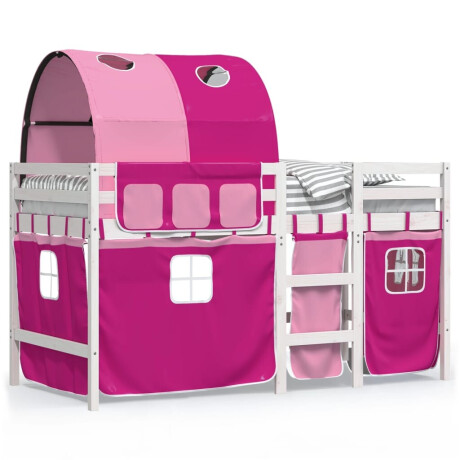 vidaXL Kinderhoogslaper met tunnel 90x190 cm massief grenenhout roze afbeelding2 - 1