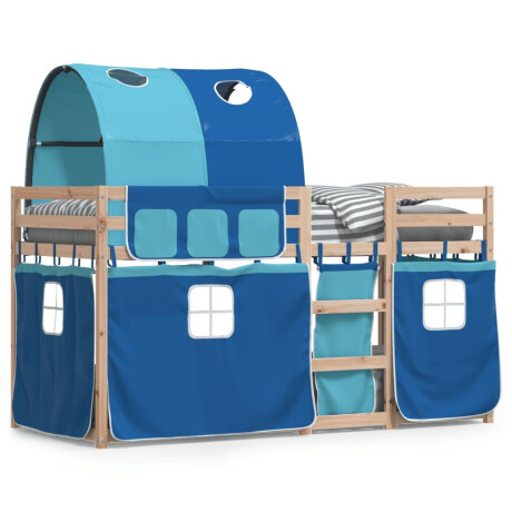 vidaXL Stapelbed met gordijnen 75x190 cm massief grenenhout blauw afbeelding2 - 1